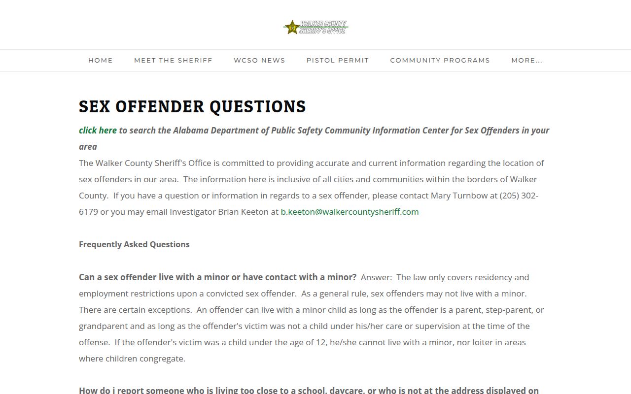 Walker County Sheriff's Office website